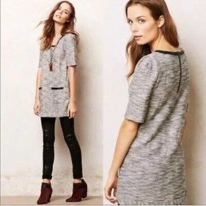 Anthropologie Postmark "Beverly" Knit Tweed & Leather Trim Tunic